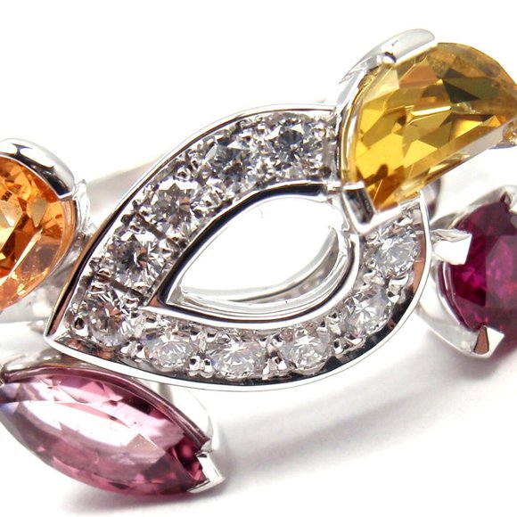 Cartier Jewelry - Authentic CARTIER Sorbet 18k White Gold Diamond Tourmaline Sapphire Ring Size 50